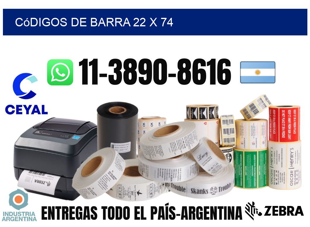 códigos de barra 22 x 74