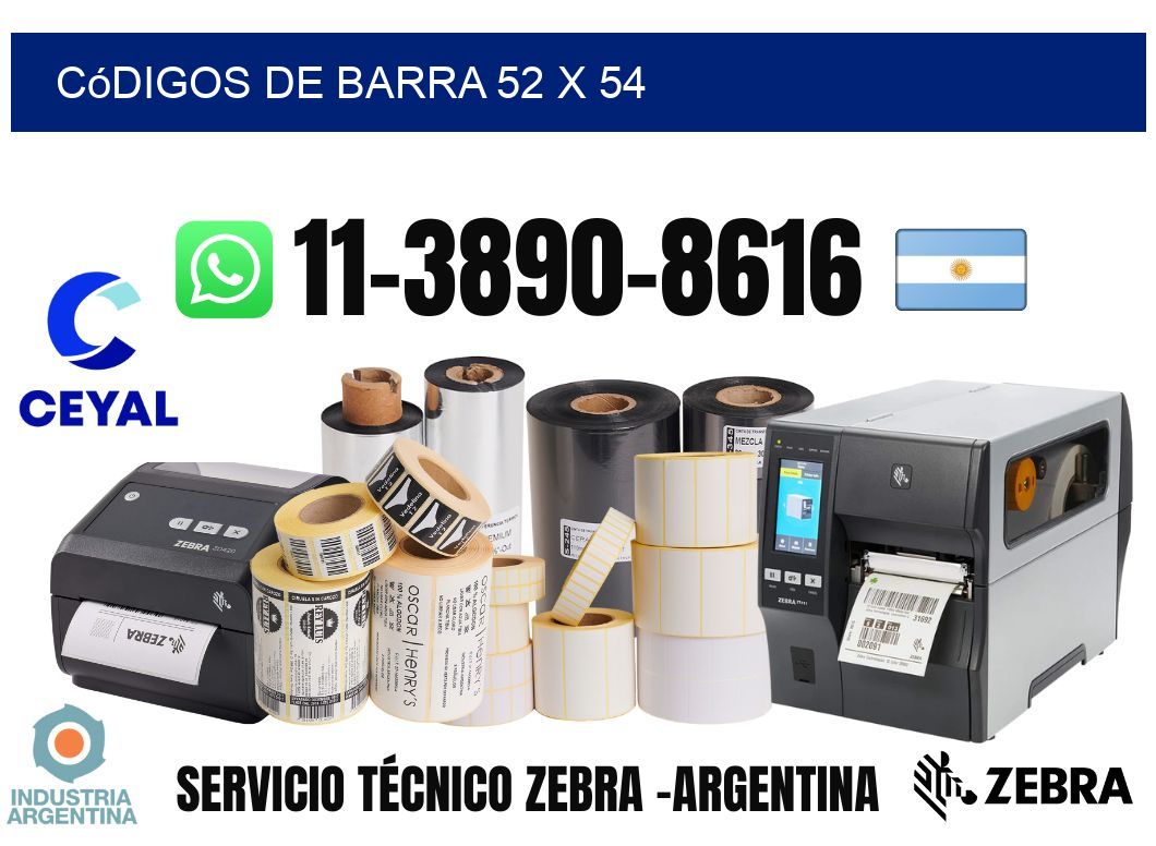 códigos de barra 52 x 54