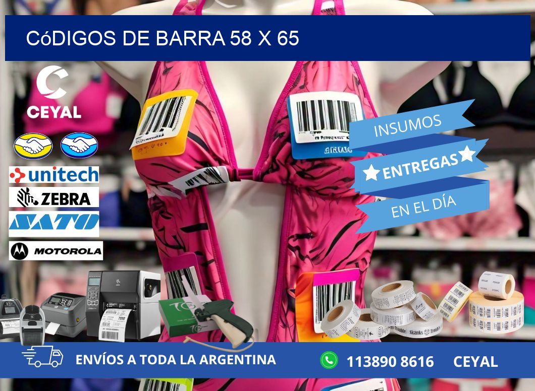 códigos de barra 58 x 65