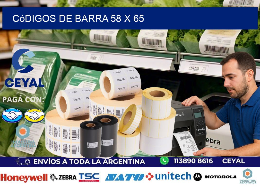 códigos de barra 58 x 65