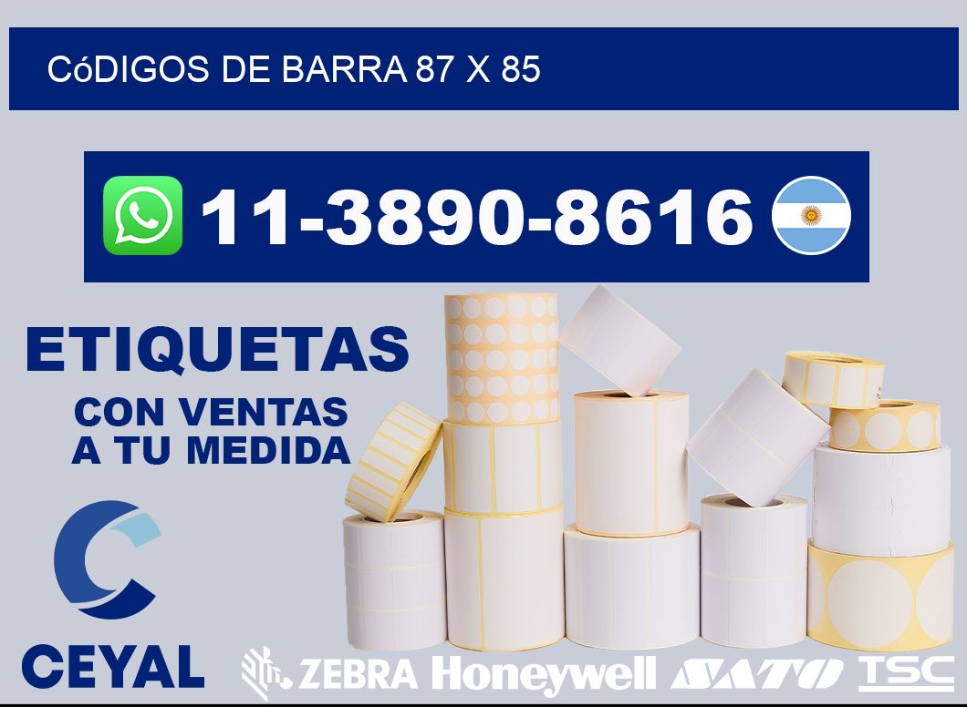 códigos de barra 87 x 85