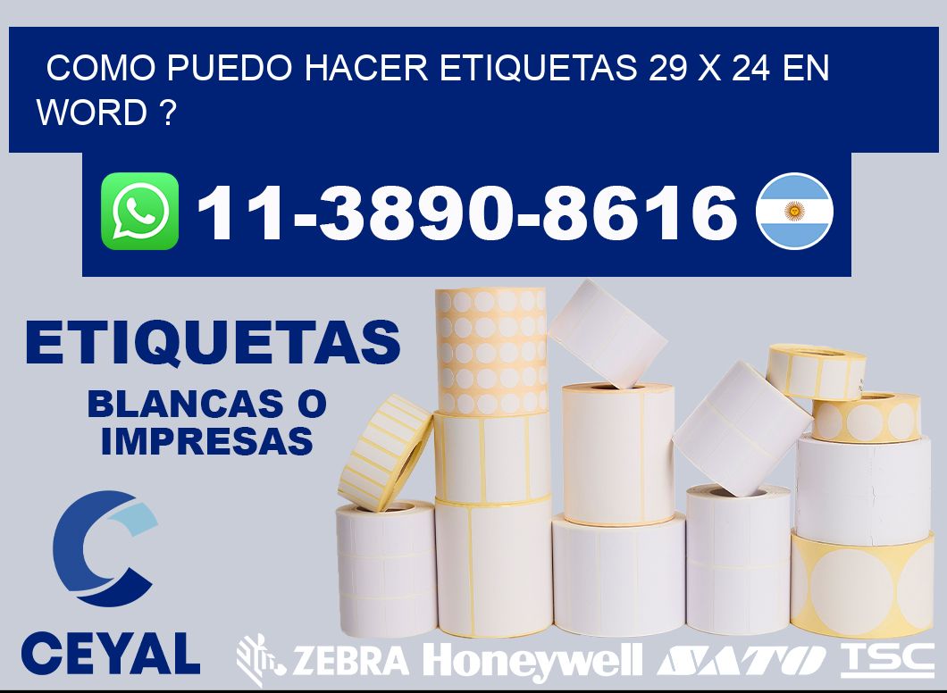 como puedo hacer etiquetas 29 x 24 en word ?