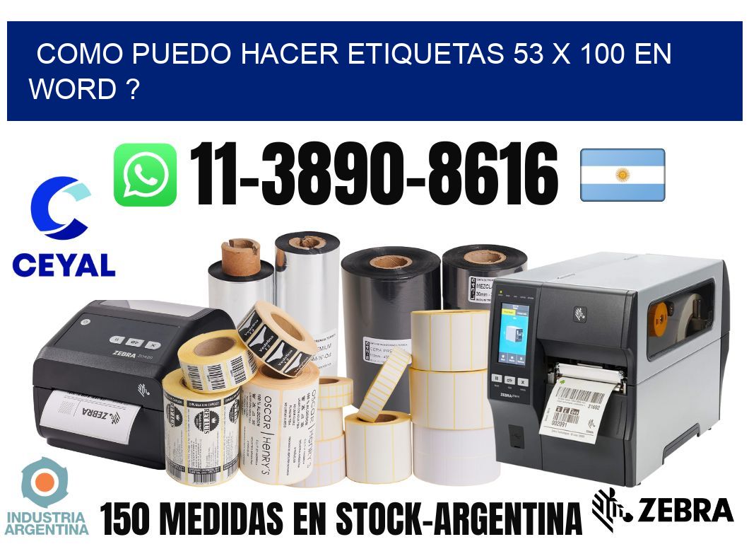 como puedo hacer etiquetas 53 x 100 en word ?