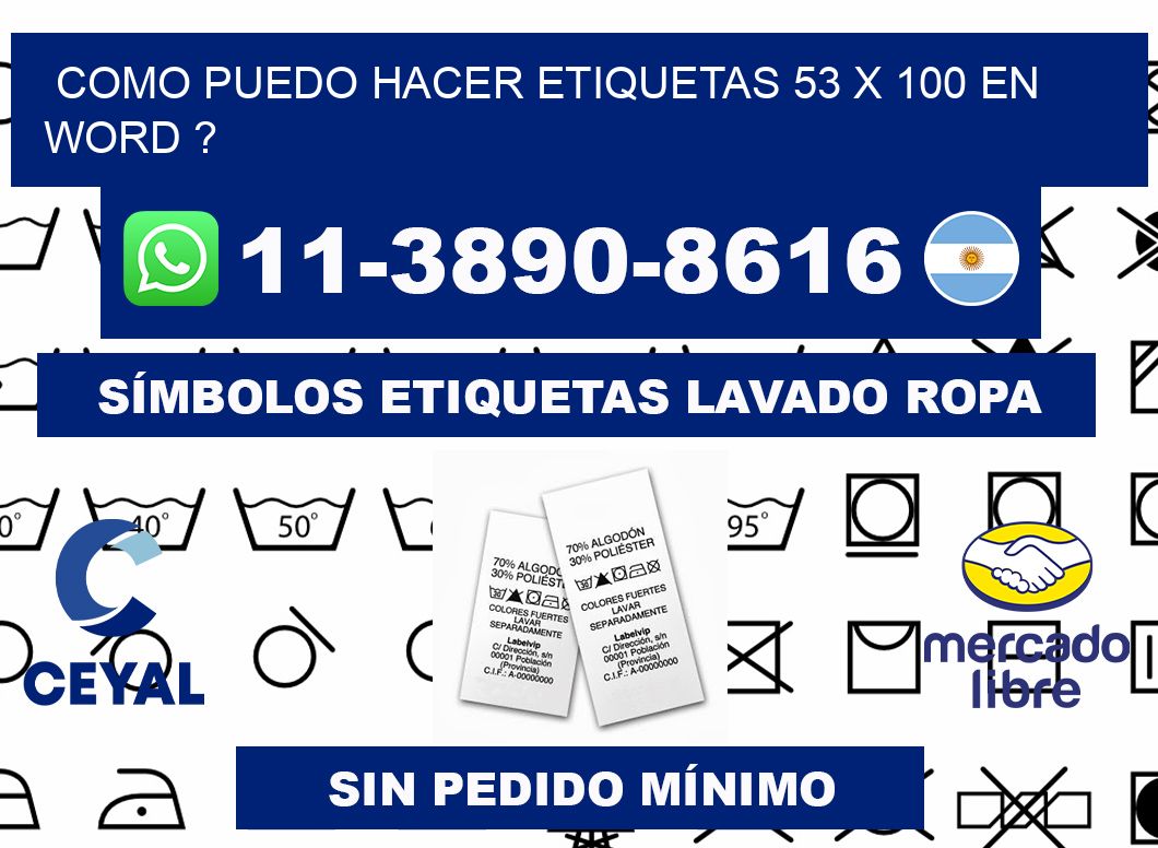 como puedo hacer etiquetas 53 x 100 en word ?