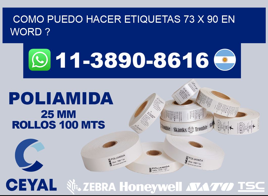 como puedo hacer etiquetas 73 x 90 en word ?
