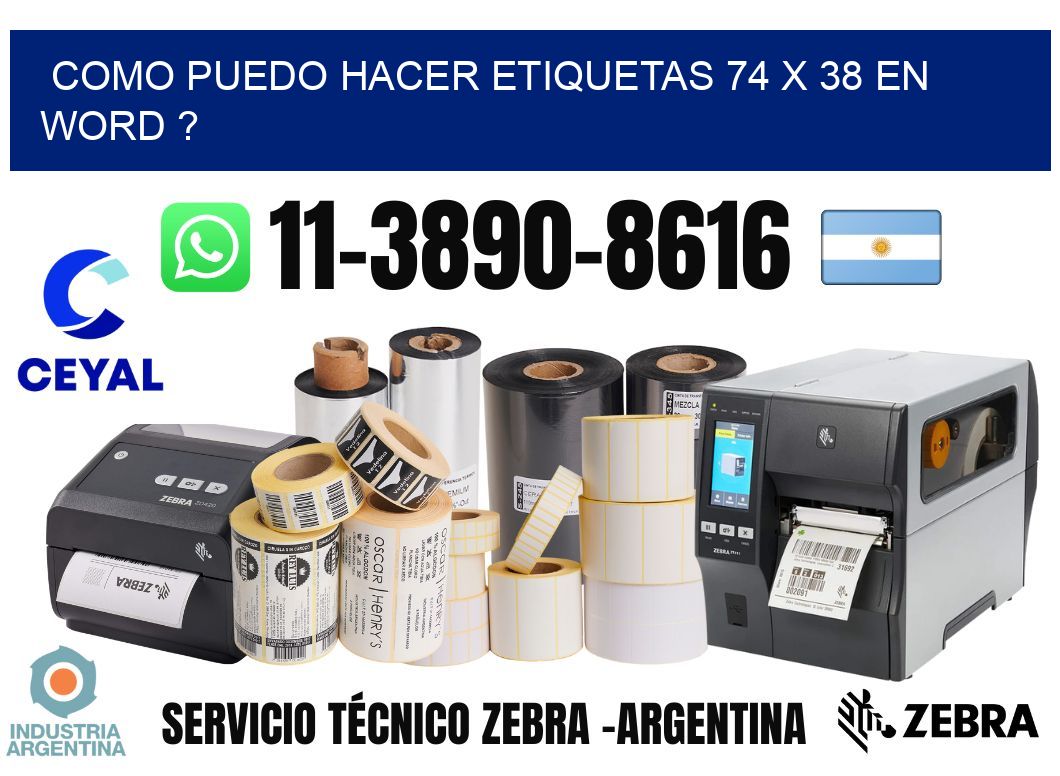 como puedo hacer etiquetas 74 x 38 en word ?