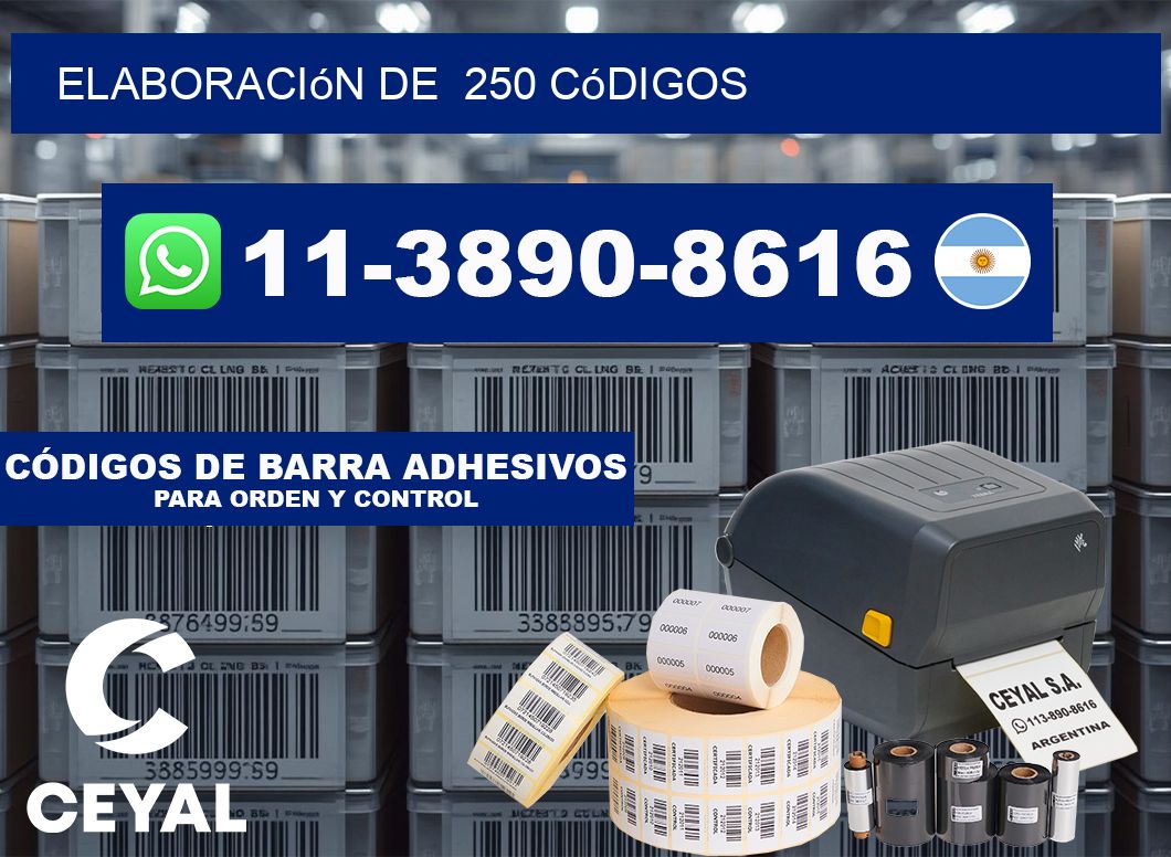 elaboración de  250 códigos