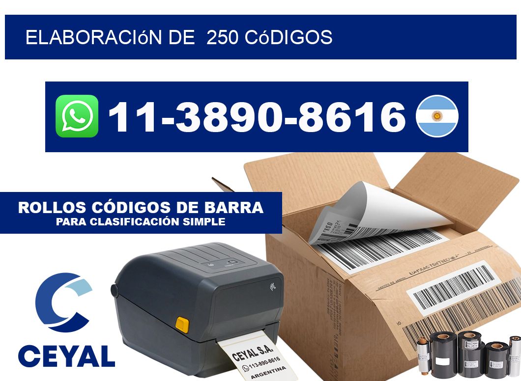 elaboración de  250 códigos
