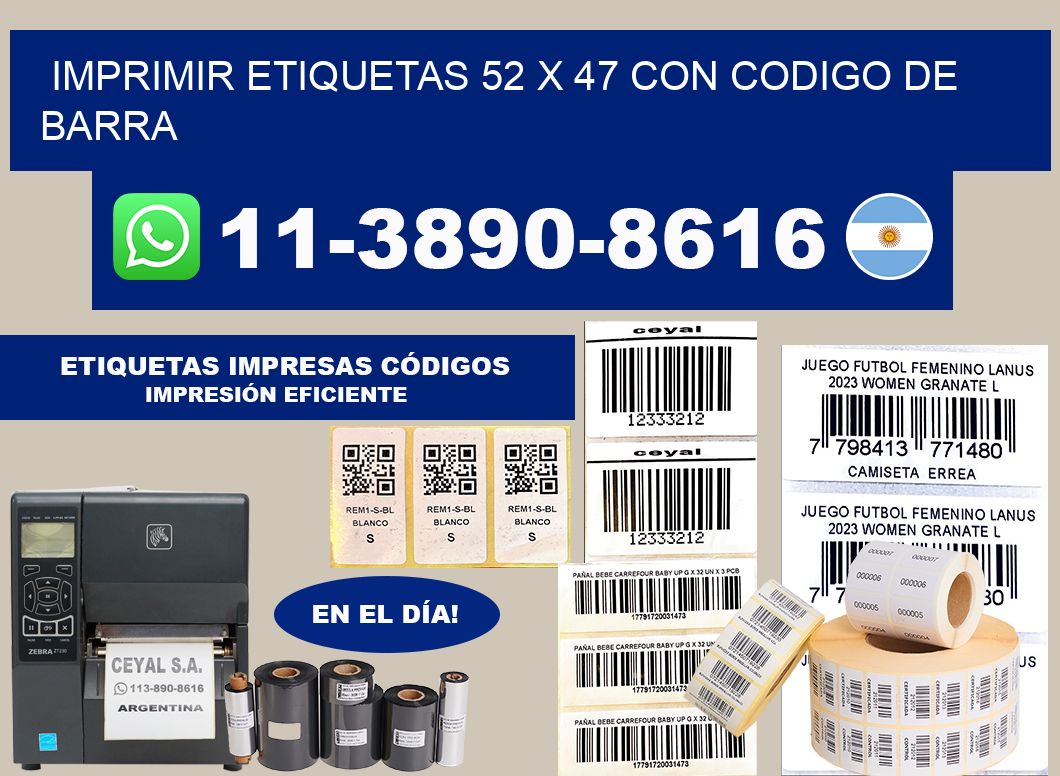 imprimir etiquetas 52 x 47 con codigo de barra