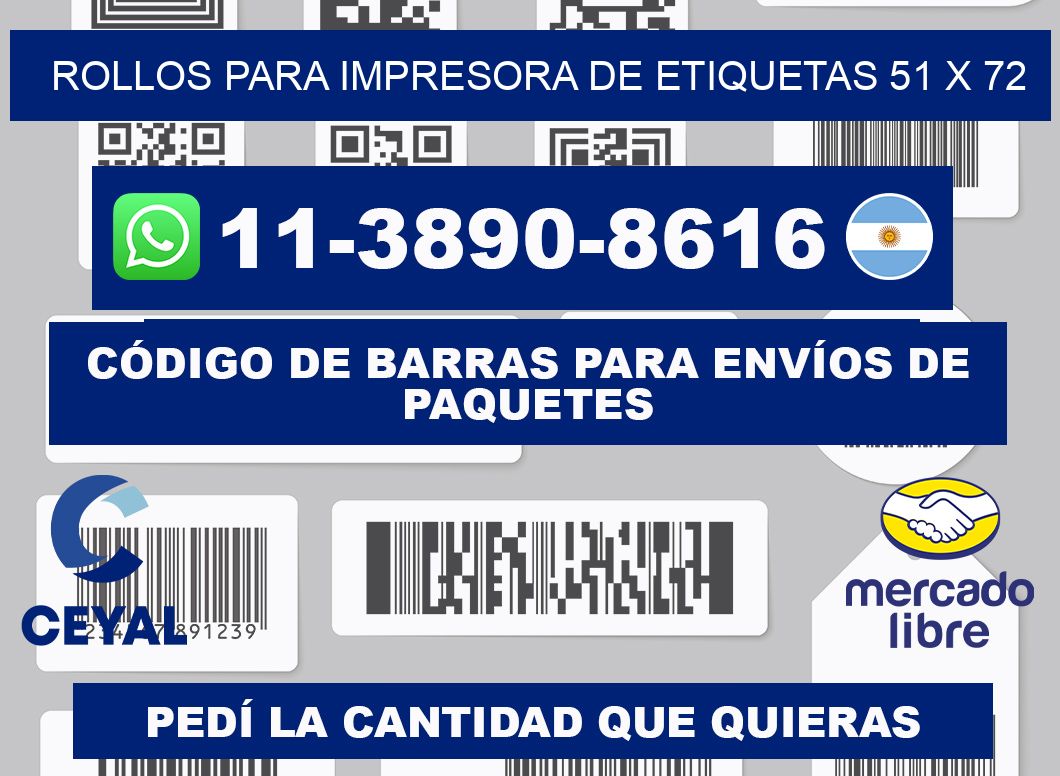 rollos para impresora de etiquetas 51 x 72