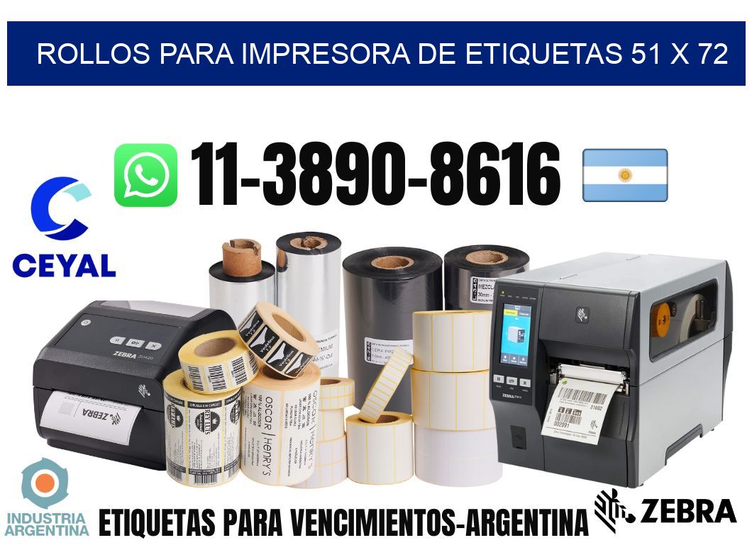 rollos para impresora de etiquetas 51 x 72