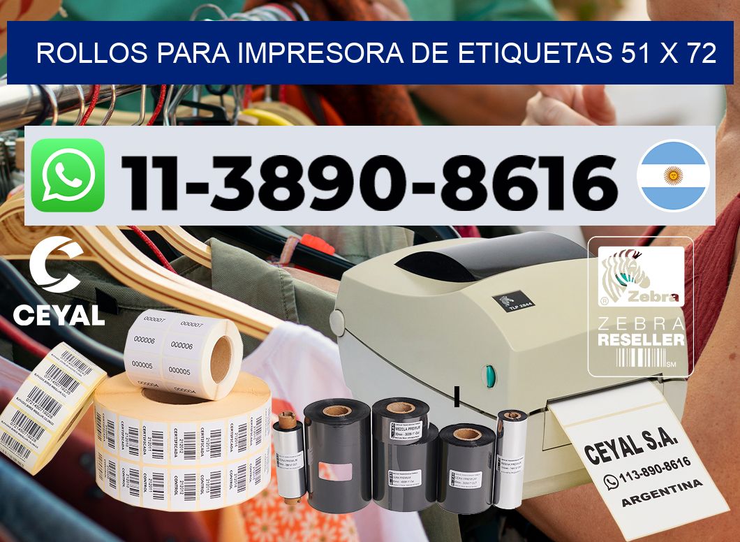 rollos para impresora de etiquetas 51 x 72