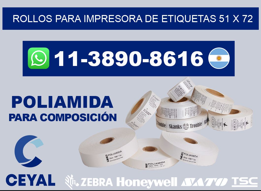 rollos para impresora de etiquetas 51 x 72