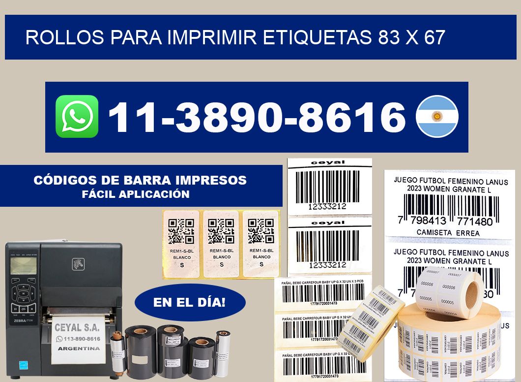 rollos para imprimir etiquetas 83 x 67