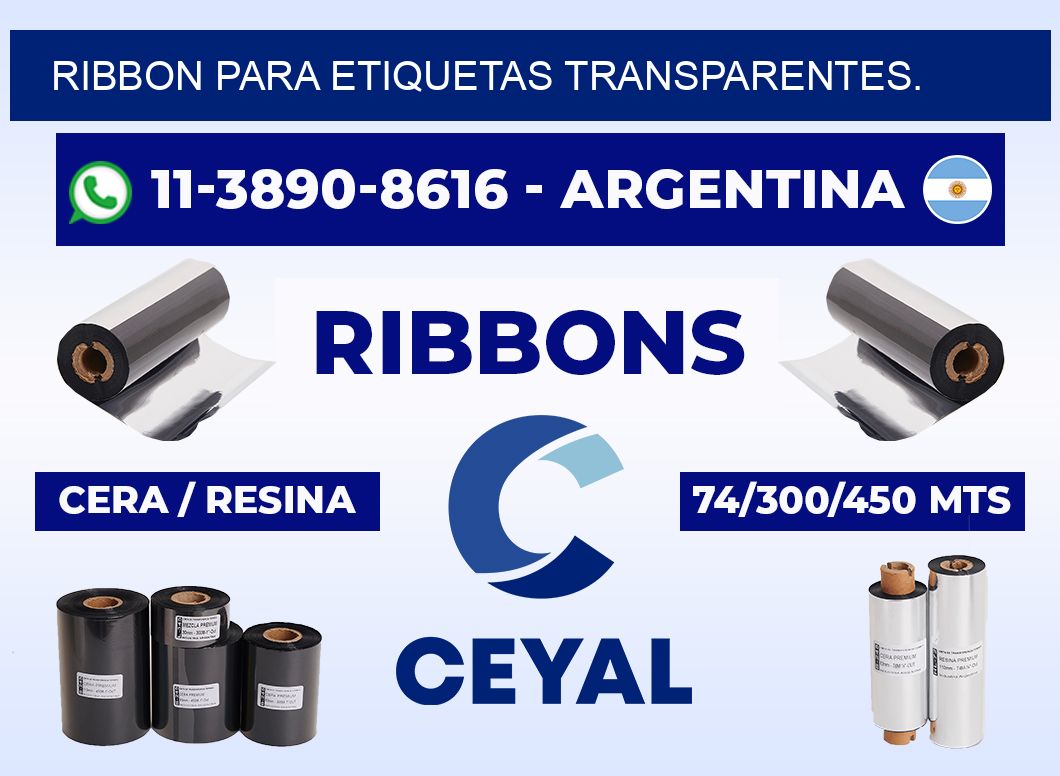 RIBBON PARA ETIQUETAS TRANSPARENTES.