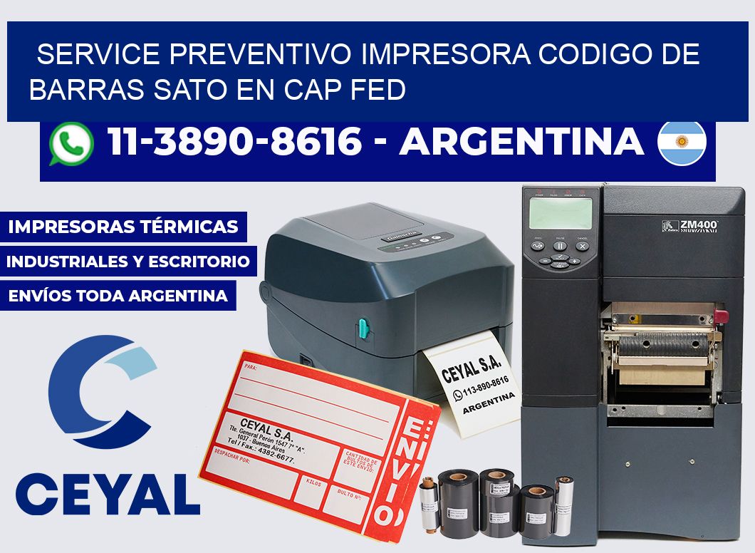 service preventivo impresora codigo de barras Sato en Cap fed