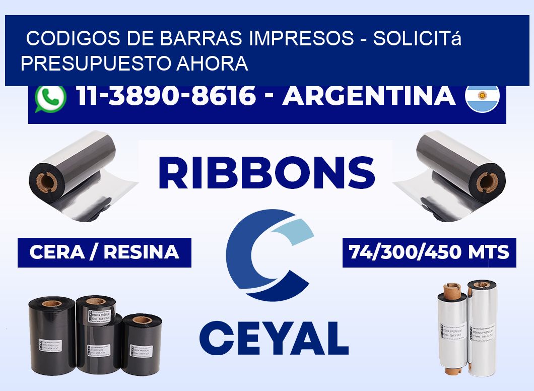 CODIGOS DE BARRAS IMPRESOS - Solicitá presupuesto ahora