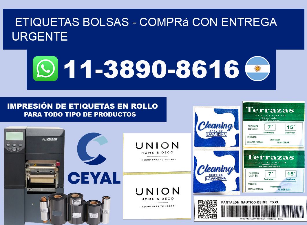 ETIQUETAS BOLSAS - Comprá con entrega urgente