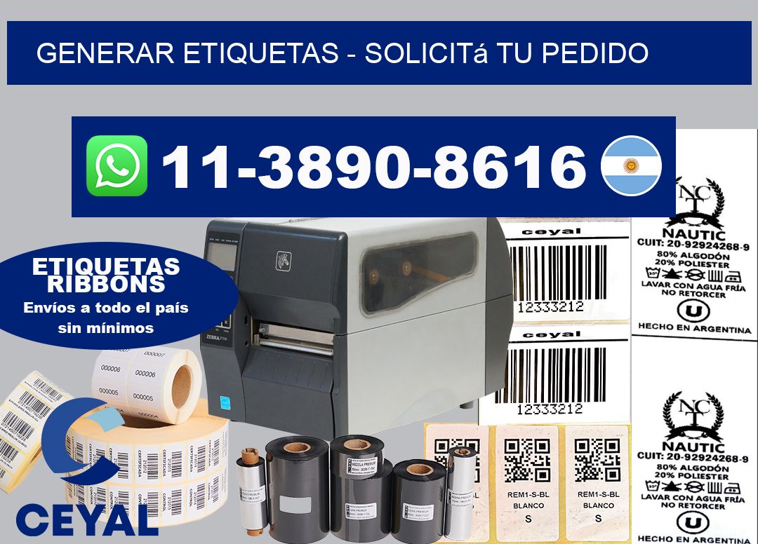 GENERAR ETIQUETAS - Solicitá tu pedido