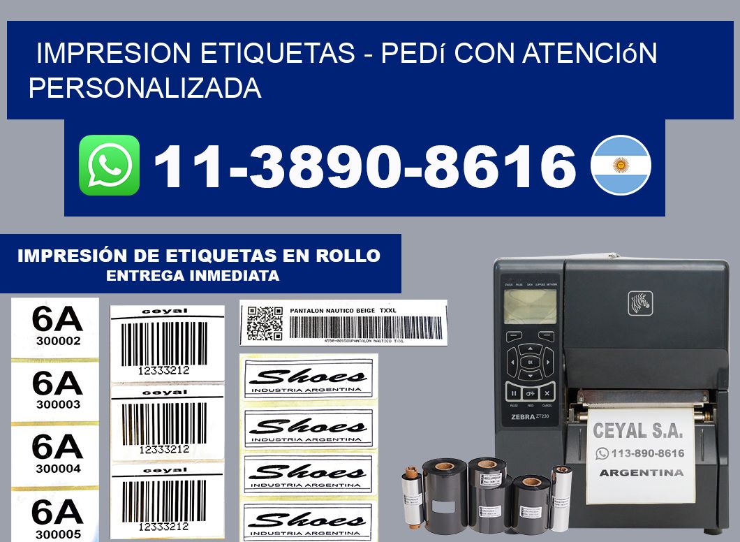 IMPRESION ETIQUETAS - Pedí con atención personalizada