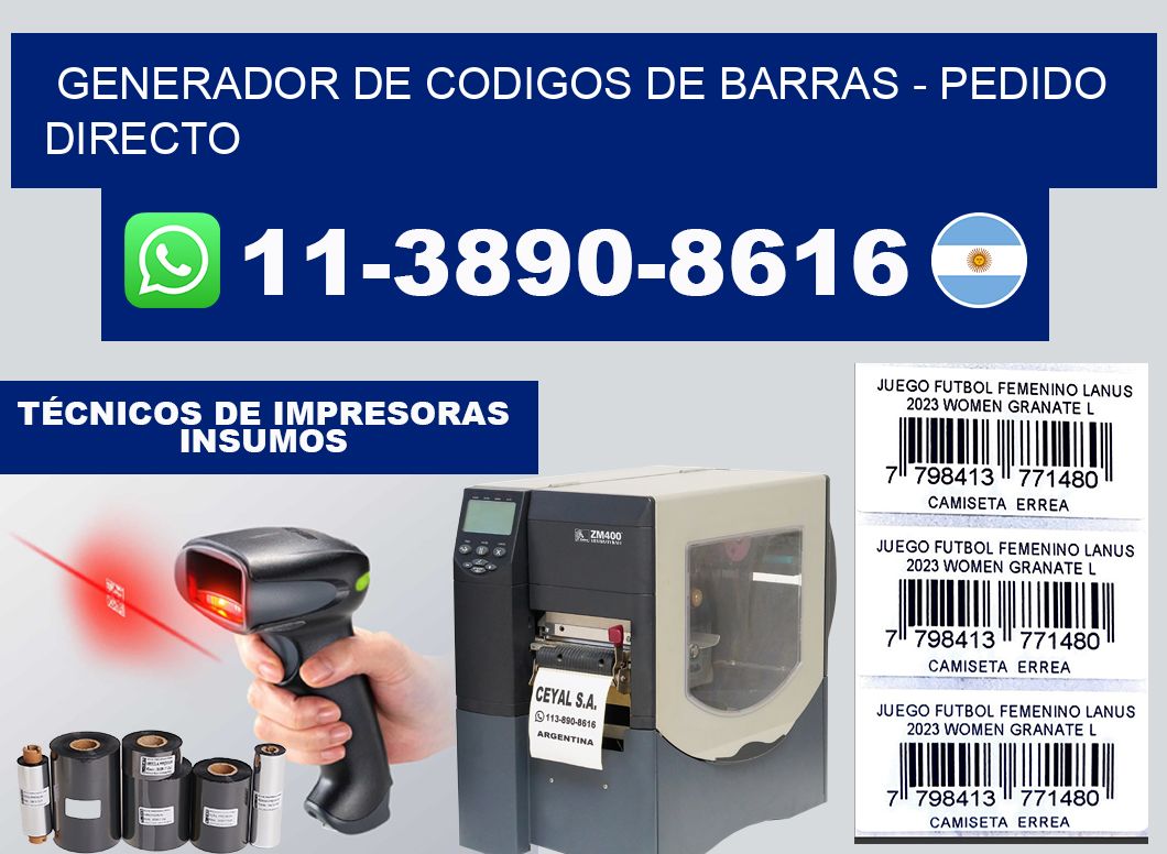 generador de codigos de barras - Pedido directo