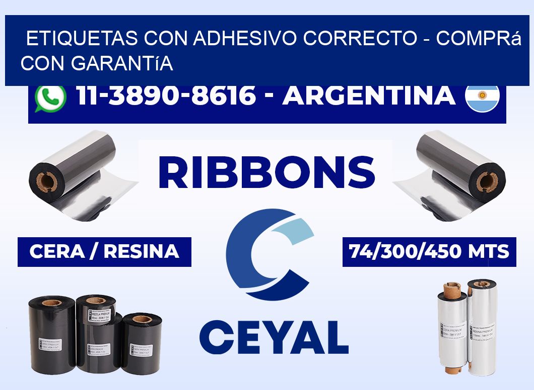 ETIQUETAS CON ADHESIVO CORRECTO - Comprá con garantía