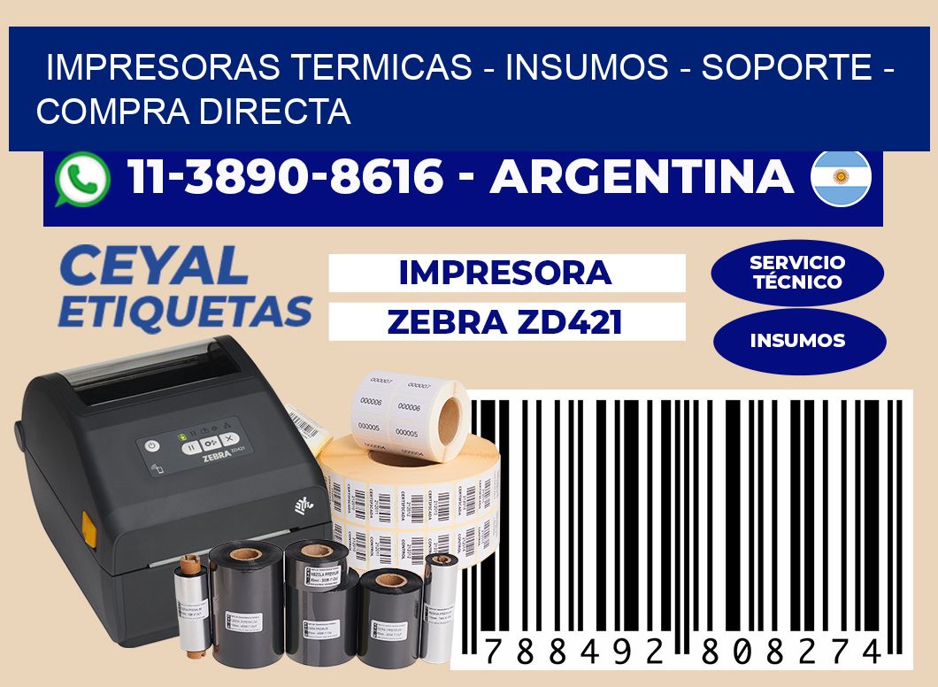 IMPRESORAS TERMICAS - INSUMOS - SOPORTE - Compra directa