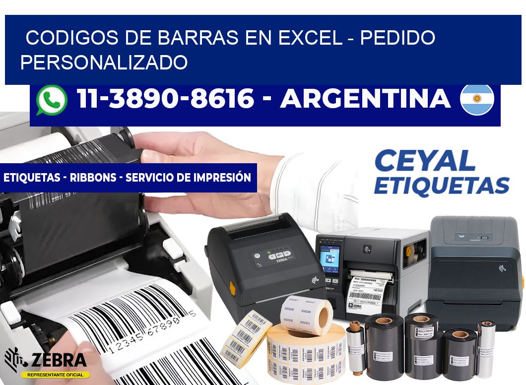 codigos de barras en excel - Pedido personalizado