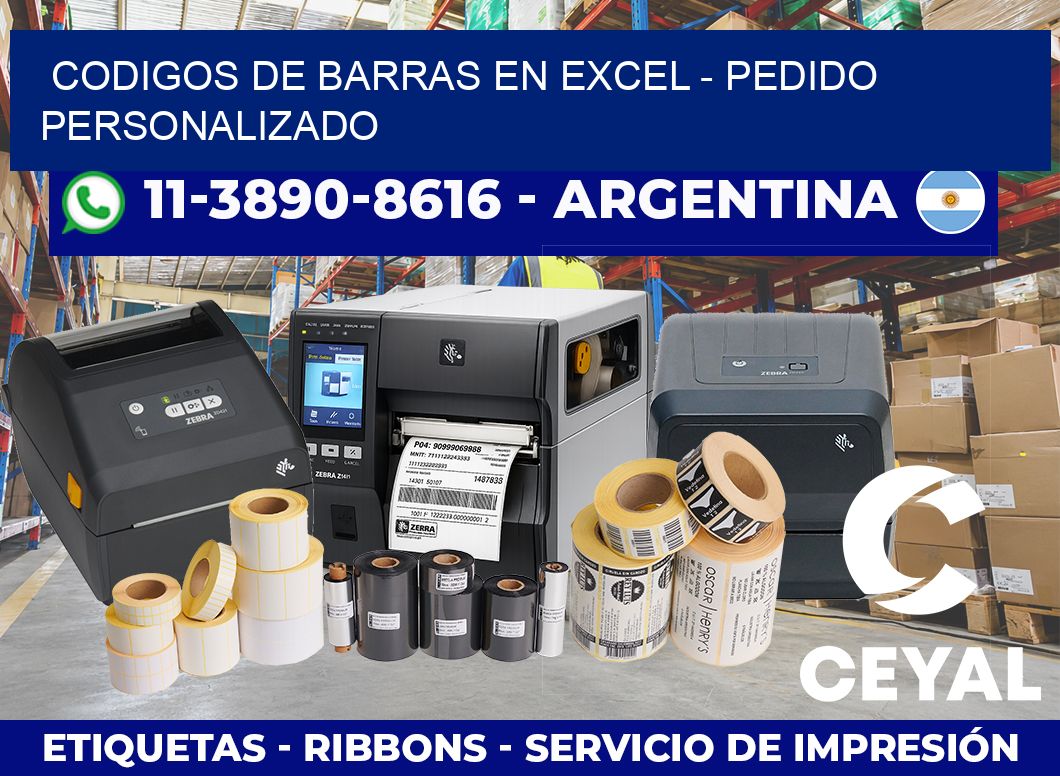 codigos de barras en excel – Pedido personalizado