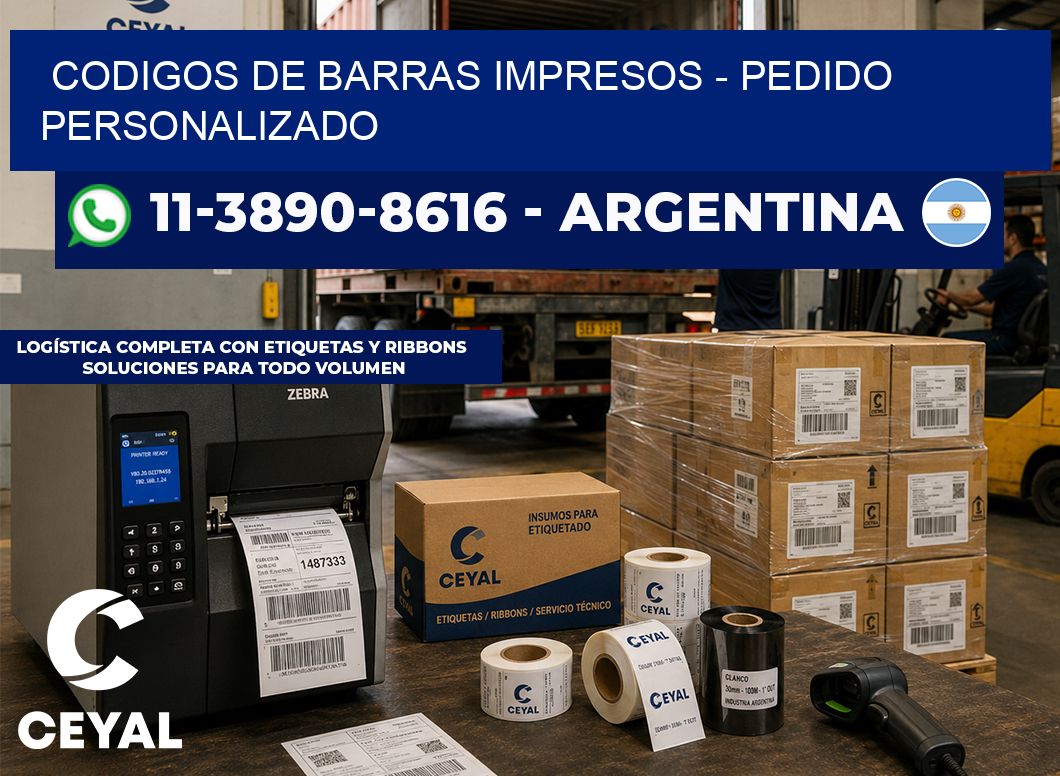 codigos de barras impresos - Pedido personalizado